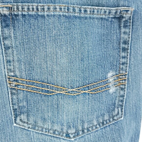 Ariat Jeans Men's 38x32 Blue Fade Low Rise Boot Denim Distressed Destroyed - Picture 8 of 15